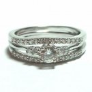 .925 Sterling Silver Wedding Ring Set CZ Round Cut Engagement Size 8.5 New w98
