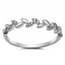 925 Sterling Silver Ring CZ Round Cut Rose Leaves Knuckle Midi Size 10 New x44