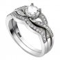 .925 Sterling Silver Wedding Ring set size 7 Engagement CZ Round Bridal New wz38