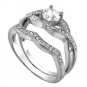 .925 Sterling Silver Wedding Ring set size 7 Engagement CZ Round Bridal New wz38