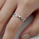 .925 Sterling Silver Ring size 4 Heart Kids Ladies Midi Knuckle Fashion New p57