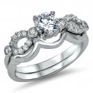 .925 Sterling Silver wedding set Ladies Round cut Engagement size 5-9 Bridal New