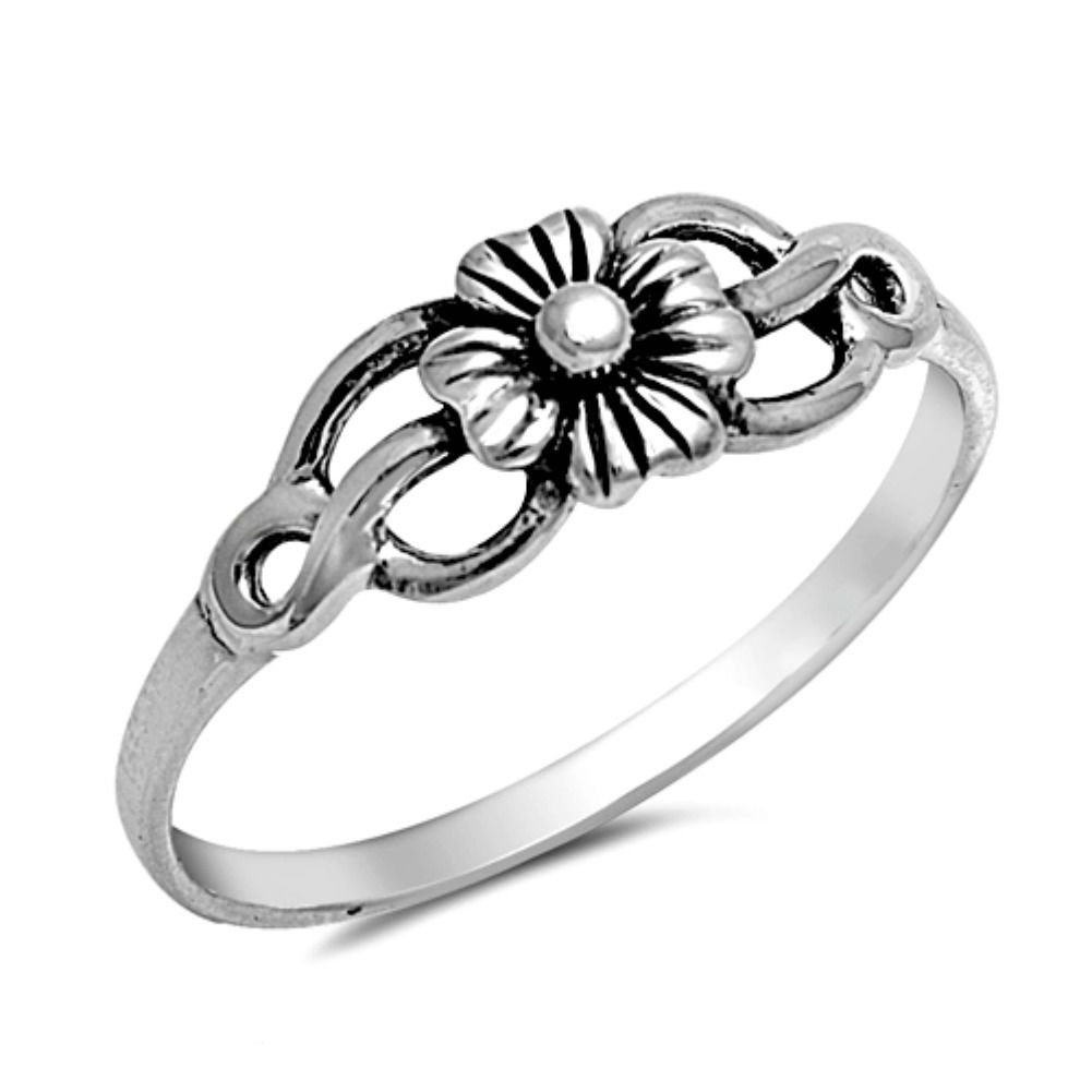 .925 Sterling Silver Ring size 6 Celtic Rose Midi Knuckle Flower New