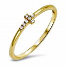 .925 Sterling Silver CZ Cross Christian ring Midi Knuckle Kids Gold New x19