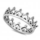 .925 Sterling Silver Ring size 9 Heart Crown Midi Knuckle Thumb Ladies New p60