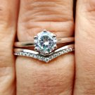 .925 Sterling Silver Wedding Ring Set CZ Engagement Bridal Ladies Size 5 New z49