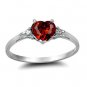 .925 Sterling Silver Ring size 7 CZ Heart Garnet Red Midi Knuckle Ladies New x31