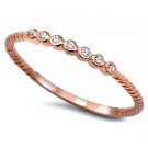 .925 Sterling Silver Ring size 5 CZ Kids Midi Rose Gold Ladies Knuckle New x62