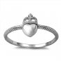 .925 Sterling Silver Ring size 5 Claddagh Midi Heart Irish Love Ladies New p74