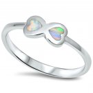 .925 Sterling Silver Ring size 6 Heart cut Opal Midi Ladies Hearts Infinity New