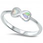 .925 Sterling Silver Ring size 6 Heart cut Opal Midi Ladies Hearts Infinity New