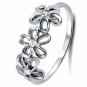 .925 Sterling Silver Ring CZ Round Cut Rose Flower Knuckle Midi Size 11 New x18