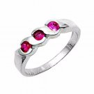 .925 Sterling Silver Ring CZ Kids Midi Ruby Ladies Size 4 Knuckle Toe New b77