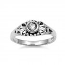 .925 Sterling Silver Ring CZ Kids Clear Midi Baby Ladies Knuckle Size 1 New b05