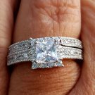 .925 Sterling Silver Wedding Set CZ Engagement Ring Ladies Bridal Size 8 New z55