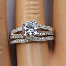 .925 Sterling Silver WEDDING SET CZ ENGAGEMENT RING BRIDAL Size 5 Ladies New z39