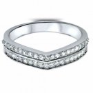 925 Sterling Silver Wedding Ring Band CZ Round Cut Double V Size 5 New x16