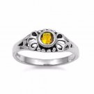 .925 Sterling Silver Ring CZ Kids Girls Yellow Topaz Pinky Toe Size 3 New b05
