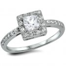 .925 Sterling Silver Ring size 5 CZ Engagement Wedding Princess Bridal New pr54