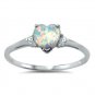 .925 Sterling Silver ring CZ Opal Heart size 3-12 Kids Midi White Ladies New