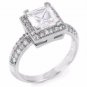 .925 Sterling Silver Ring CZ Princess Cut Engagement Wedding Size 10 New v56