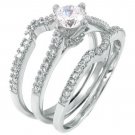 .925 Sterling Silver Wedding Set size 8 CZ Round cut Engagement Bridal New w06