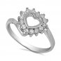 .925 Sterling Silver Ring size 7 CZ Round cut Heart Midi Knuckle Ladies New x35