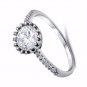 .925 Sterling Silver Ring Size 4 CZ Round Cut Engagement Wedding New v96