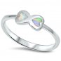 .925 Sterling Silver Ring size 5 Heart cut Opal Midi Kids Ladies Fire White New