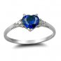 .925 Sterling Silver Ring size 9 CZ Heart cut Blue Sapphire Midi Ladies New x27