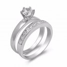 .925 Sterling Silver Wedding Ring Set Size 9 CZ Round Cut Engagement New w36
