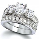 925 Sterling Silver Wedding Ring Set CZ Round Cut Engagement Size 6 New z28