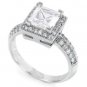.925 Sterling Silver Ring Size 10 CZ Princess Engagement Wedding Bridal New v56