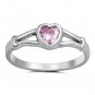 .925 Sterling Silver Ring size 3 Pink Baby Heart Toe Ring Kids New j11