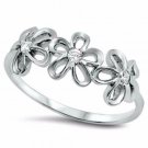 .925 Sterling Silver Ring CZ Round Cut Flower Knuckle Thumb Midi Size 12 New x18