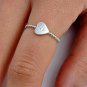 .925 Sterling Silver Ring size 9 CZ Heart Midi Ladies Knuckle Fashion New x67