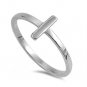 .925 Sterling Silver Ring size 9 Side Cross Christian Ladies Midi Thumb New p71