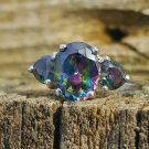 .925 Sterling Silver Ring size 9 CZ HEART Rainbow Midi Ladies PROMISE Mystic New