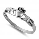 .925 Sterling Silver Ring size 2 Heart Kids Midi Claddagh Celtic Ladies New p73