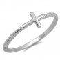 .925 Sterling Silver Ring size 10 Sideways Cross Christian Midi Ladies New p96