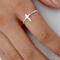 .925 Sterling Silver Ring size 4 Cross Christian Midi Thumb Ladies New q01