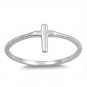 .925 Sterling Silver Ring size 4 Cross Christian Midi Thumb Ladies New q01