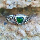 .925 Sterling Silver Ring size 1 CZ Kids Heart Baby Emerald Midi Ladies New b59