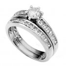 .925 Sterling Silver Wedding set size 7 CZ Round cut Engagement Ring New z25