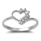 .925 Sterling Silver Ring size 7 CZ Round cut Heart Midi Knuckle Ladies New x34