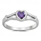 .925 Sterling Silver Ring size 5 Amethyst Baby Heart Toe Ring Kids New j10