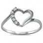 .925 Sterling Silver Ring size 6 CZ HEART Engagement Promise Bridal Love New x21