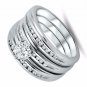 .925 Sterling Silver Wedding Set Size 7 CZ Round Cut Engagement Ring New z23