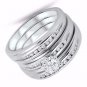 .925 Sterling Silver Wedding Set Size 7 CZ Round Cut Engagement Ring New z23