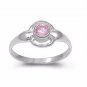 .925 Sterling Silver Ring Size 2 CZ Kids Round Cut Baby Midi Knuckle Pink New